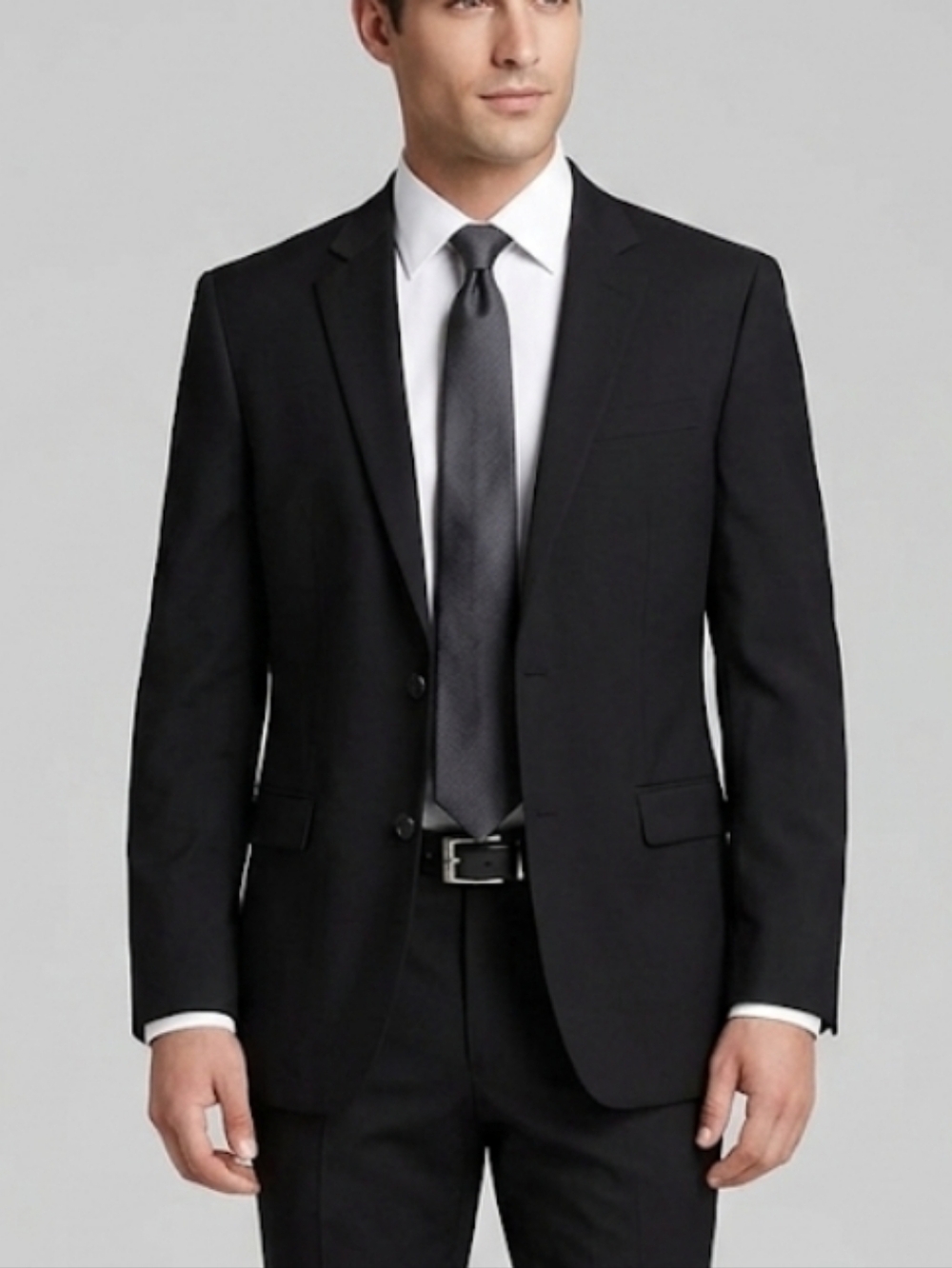 Kenneth Cole New York Blazer Jacket Men 42R Black 100% Wool 2 Button...